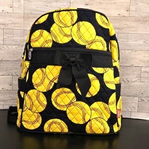 Softball Backpack Yellow And Black Quilted Black Bow N.gil Multi Pockets